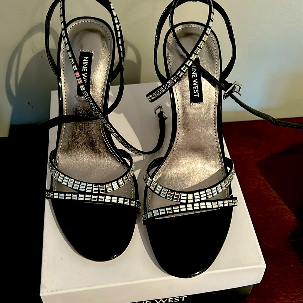 Nine West strappy rhinestone heels. Never worn!!